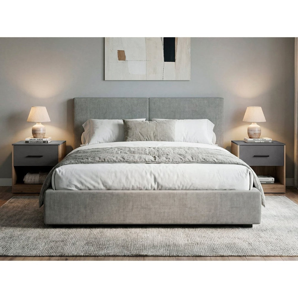 English Elm Natural Oak Two-tone Nightstand Set with Drawer Open Shelf Industrial Bedroom B062S02504