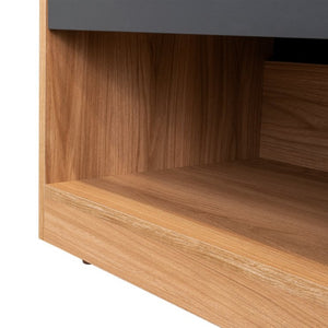 English Elm Natural Oak Two-tone Nightstand Set with Drawer Open Shelf Industrial Bedroom B062S02504