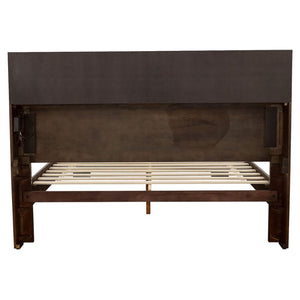English Elm Copper Cappuccino King Storage Bed with Bookcase Headboard and Integrated Led Lighting B062S02506