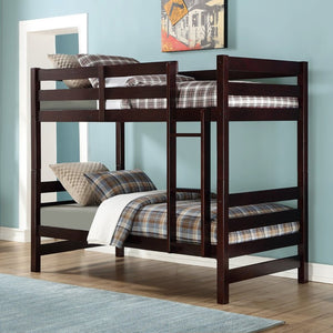 English Elm Ellison Twin Over Bunk Bed Solid Pine Espresso Finish Kids Guest Room B062S02507