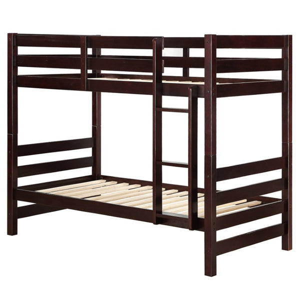 English Elm Ellison Twin Over Bunk Bed Solid Pine Espresso Finish Kids Guest Room B062S02507