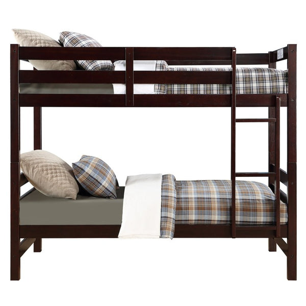 English Elm Ellison Twin Over Bunk Bed Solid Pine Espresso Finish Kids Guest Room B062S02507