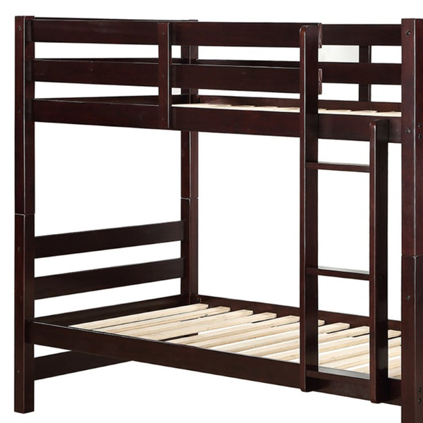 English Elm Ellison Twin Over Bunk Bed Solid Pine Espresso Finish Kids Guest Room B062S02507