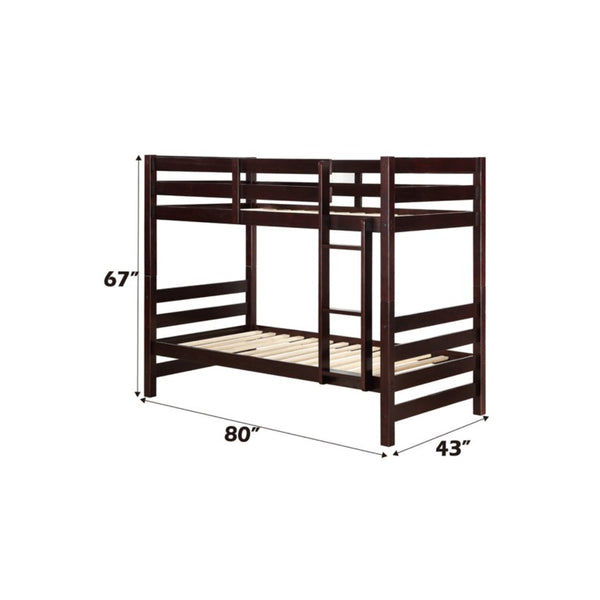 English Elm Ellison Twin Over Bunk Bed Solid Pine Espresso Finish Kids Guest Room B062S02507