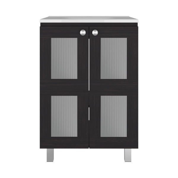 English Elm Wenge Two Door Bathroom Storage Cabinet with Adjustable Shelves for Modern Interiors B062S02512