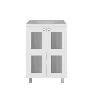 English Elm White Two Door Bathroom Storage Cabinet with Adjustable Shelves for Tidy Spaces B062S02513