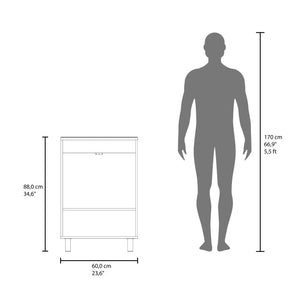English Elm White Two Door Bathroom Storage Cabinet with Adjustable Shelves for Tidy Spaces B062S02513
