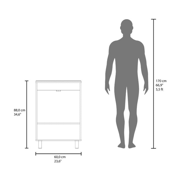 English Elm White Two Door Bathroom Storage Cabinet with Adjustable Shelves for Tidy Spaces B062S02513