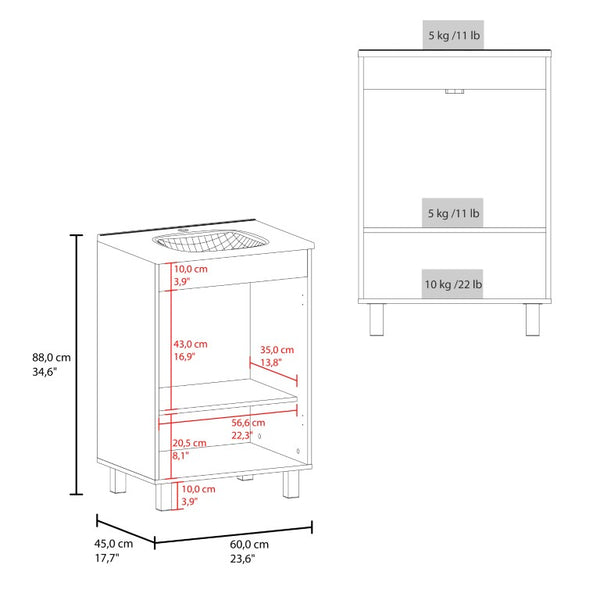 English Elm White Two Door Bathroom Storage Cabinet with Adjustable Shelves for Tidy Spaces B062S02513