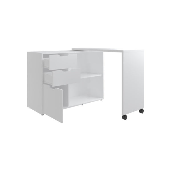 English Elm White Rolling 3 Drawer Compact Desk for Home Office Study or Dorm Room B062S02521