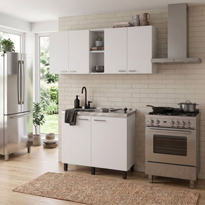English Elm White Laundry Room Sink Base and Wall Cabinet Set for Organized Utility Spaces Utility Sink Cabinet with Wall Storage B062S02550