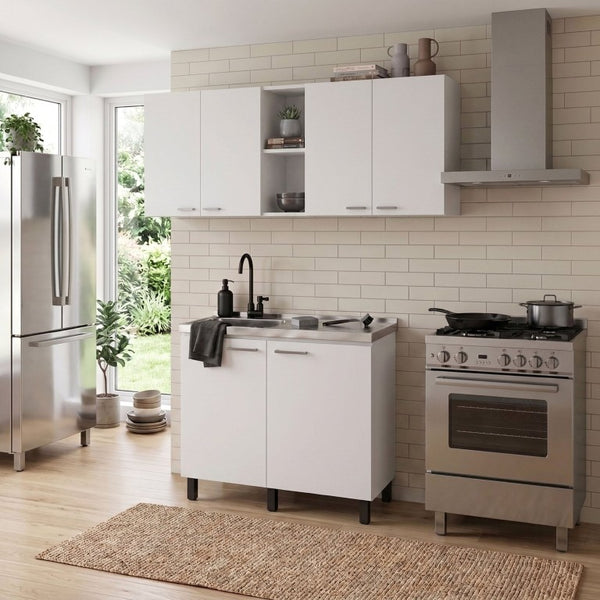 English Elm White Laundry Room Sink Base and Wall Cabinet Set for Organized Utility Spaces Utility Sink Cabinet with Wall Storage B062S02550