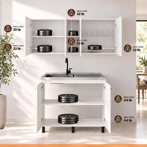 English Elm White Laundry Room Sink Base and Wall Cabinet Set for Organized Utility Spaces Utility Sink Cabinet with Wall Storage B062S02550