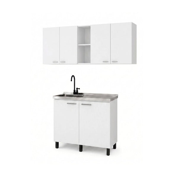 English Elm White Laundry Room Sink Base and Wall Cabinet Set for Organized Utility Spaces Utility Sink Cabinet with Wall Storage B062S02550