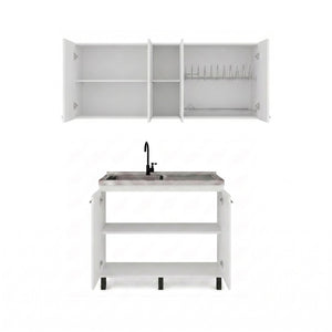 English Elm White Laundry Room Sink Base and Wall Cabinet Set for Organized Utility Spaces Utility Sink Cabinet with Wall Storage B062S02550