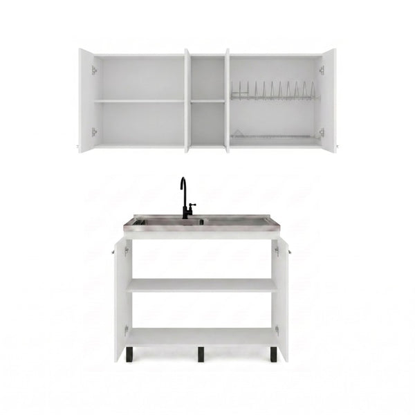 English Elm White Laundry Room Sink Base and Wall Cabinet Set for Organized Utility Spaces Utility Sink Cabinet with Wall Storage B062S02550