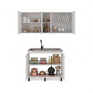 English Elm White Laundry Room Sink Base and Wall Cabinet Set for Organized Utility Spaces Utility Sink Cabinet with Wall Storage B062S02550