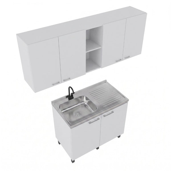English Elm White Laundry Room Sink Base and Wall Cabinet Set for Organized Utility Spaces Utility Sink Cabinet with Wall Storage B062S02550