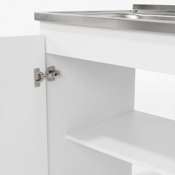 English Elm White Laundry Room Sink Base and Wall Cabinet Set for Organized Utility Spaces Utility Sink Cabinet with Wall Storage B062S02550
