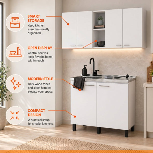 English Elm White Laundry Room Sink Base and Wall Cabinet Set for Organized Utility Spaces Utility Sink Cabinet with Wall Storage B062S02550