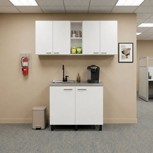 English Elm White Laundry Room Sink Base and Wall Cabinet Set for Organized Utility Spaces Utility Sink Cabinet with Wall Storage B062S02550