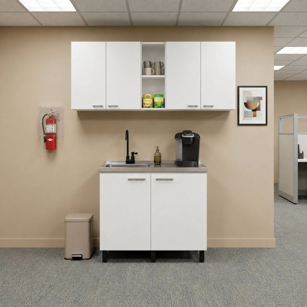 English Elm White Laundry Room Sink Base and Wall Cabinet Set for Organized Utility Spaces Utility Sink Cabinet with Wall Storage B062S02550