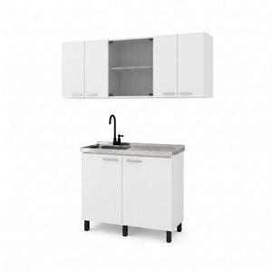 English Elm White Laundry Room Sink Base and Wall Cabinet Set for Organized Utility Spaces Utility Storage Cabinet with Glass Doors B062S02552