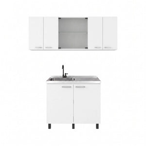 English Elm White Laundry Room Sink Base and Wall Cabinet Set for Organized Utility Spaces Utility Storage Cabinet with Glass Doors B062S02552