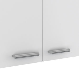 English Elm White Laundry Room Sink Base and Wall Cabinet Set for Organized Utility Spaces Utility Storage Cabinet with Glass Doors B062S02552