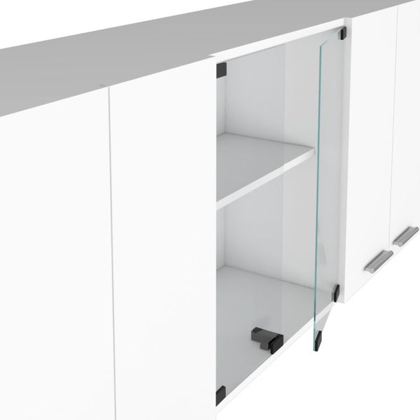 English Elm White Laundry Room Sink Base and Wall Cabinet Set for Organized Utility Spaces Utility Storage Cabinet with Glass Doors B062S02552