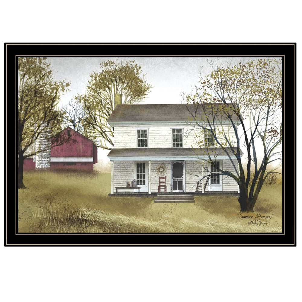 English Elm "summer Afternoon" Billy Jacobs Pastoral Framed Wall Art Ready to Hang Black Wood B06785328