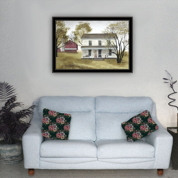 English Elm "summer Afternoon" Billy Jacobs Pastoral Framed Wall Art Ready to Hang Black Wood B06785328