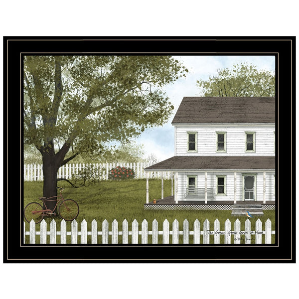 English Elm Green, Grass of Home Billy Jacobs Pastoral Framed Art Black Wood Ready to Hang B06785409