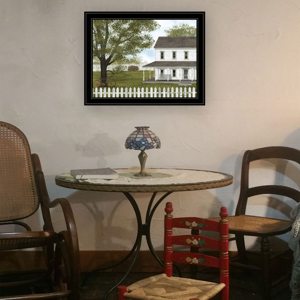 English Elm Green, Grass of Home Billy Jacobs Pastoral Framed Art Black Wood Ready to Hang B06785409