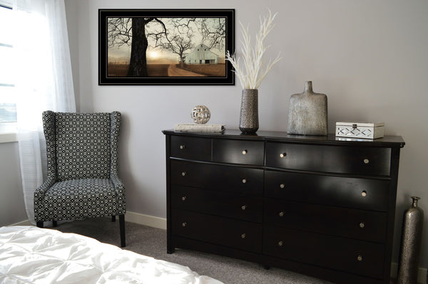 English Elm "millersburg Sunrise" Lori Deiter Pastoral Landscape Art in Matte Black Wood Frame B06786002