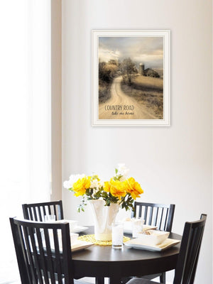 English Elm Country Road Take Me Lori Deiter Autumn Landscape Framed Wall Art White Gallery Print B06786049