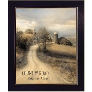 English Elm Country Road Take Me Lori Deiter Framed Wall Art Black Wood Ready to Hang B06786050