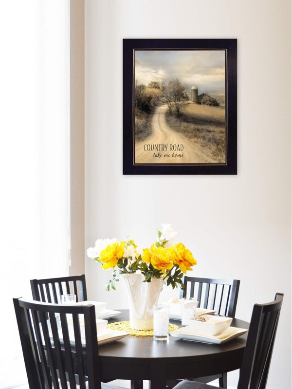 English Elm Country Road Take Me Lori Deiter Framed Wall Art Black Wood Ready to Hang B06786050