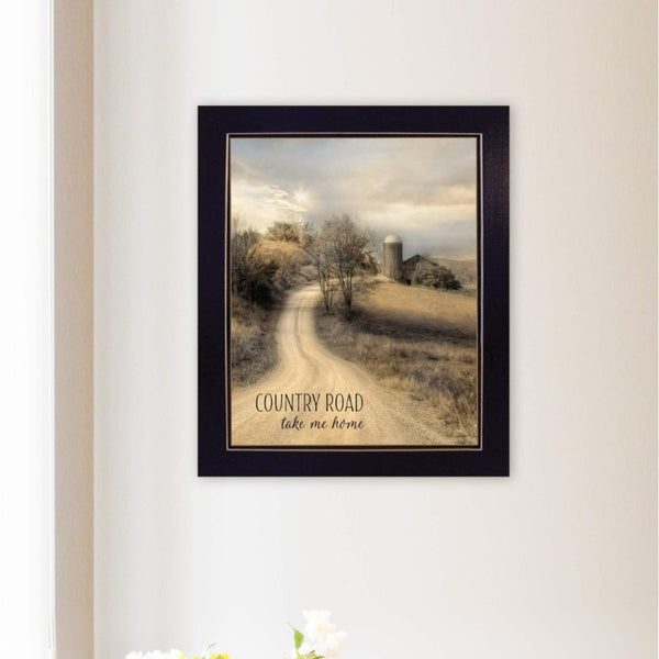 English Elm Country Road Take Me Lori Deiter Framed Wall Art Black Wood Ready to Hang B06786050