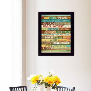 English Elm Dog Rules Marla Rae Framed Typography Print Matte Black Wood for Pet Friendly Spaces B06786255