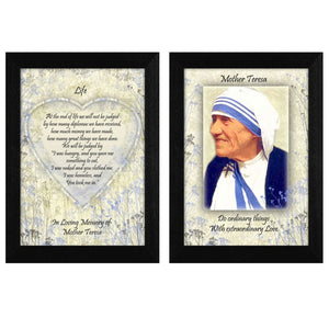 English Elm Life Quotes Mother Teresa Two Panel Framed Wall Art Black Wood Ready to Hang B06786956