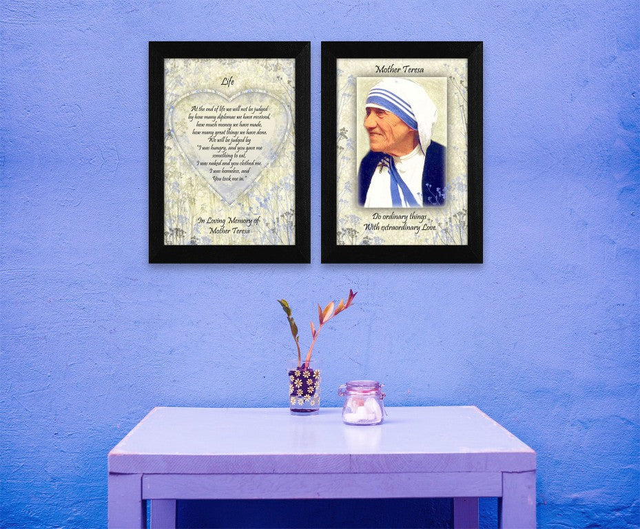 English Elm Life Quotes Mother Teresa Two Panel Framed Wall Art Black Wood Ready to Hang B06786956