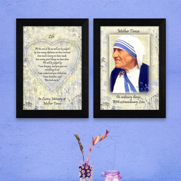 English Elm Life Quotes Mother Teresa Two Panel Framed Wall Art Black Wood Ready to Hang B06786956