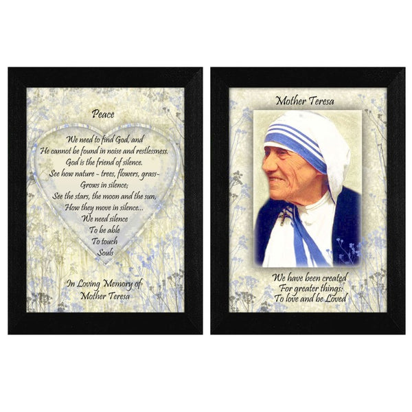 English Elm Peace Quotes Mother Teresa Two Piece Framed Wall Art Set for Modern Living Spaces 10 x 1 x 14 B06786957
