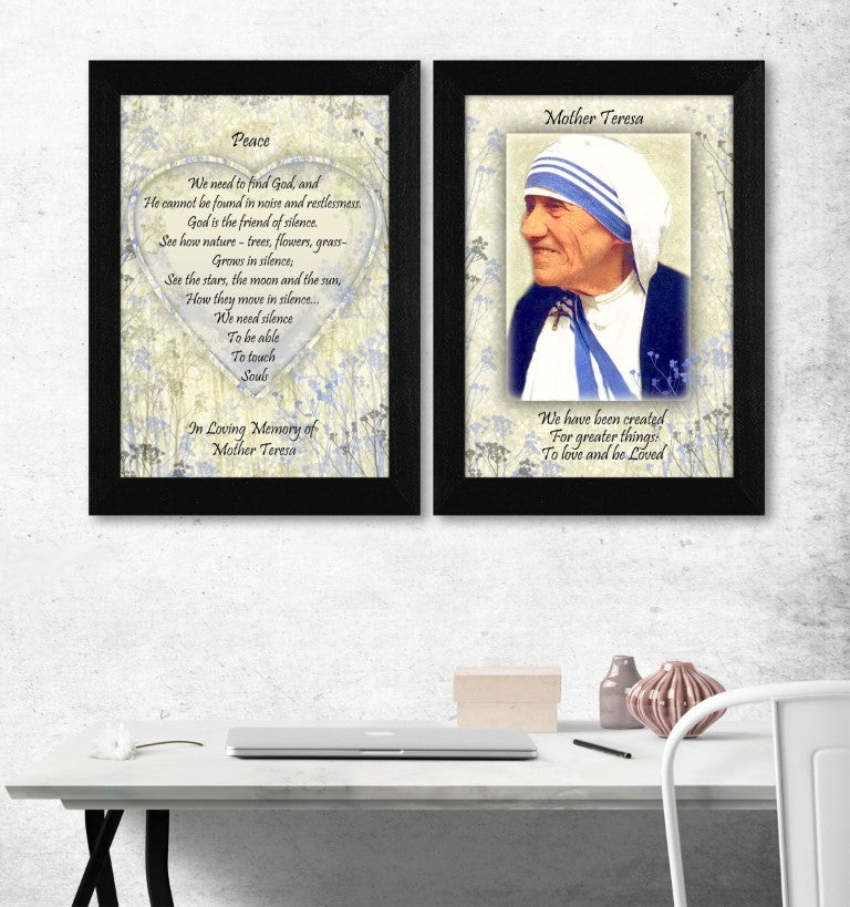 English Elm Peace Quotes Mother Teresa Two Piece Framed Wall Art Set for Modern Living Spaces 10 x 1 x 14 B06786957