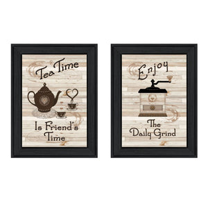 English Elm Hot Bath Folk Art Two Piece Vignette by Linda Spivey Farmhouse Bathroom Wall Decor Black Frame - A B06787029