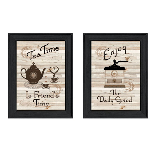 English Elm Hot Bath Folk Art Two Piece Vignette by Linda Spivey Farmhouse Bathroom Wall Decor Black Frame - A B06787029