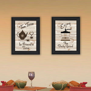 English Elm Hot Bath Folk Art Two Piece Vignette by Linda Spivey Farmhouse Bathroom Wall Decor Black Frame - A B06787029