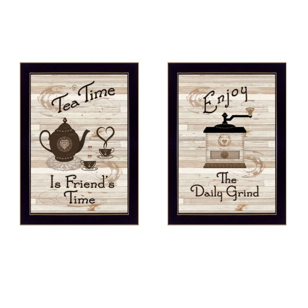 English Elm Hot Bath Folk Art Two Piece Vignette by Linda Spivey Farmhouse Bathroom Wall Decor Black Frame - B B06787030