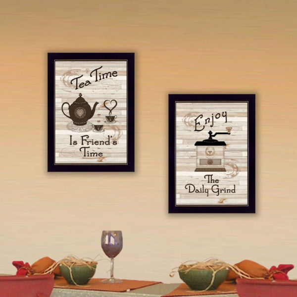 English Elm Hot Bath Folk Art Two Piece Vignette by Linda Spivey Farmhouse Bathroom Wall Decor Black Frame - B B06787030